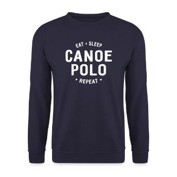 Eat Sleep Canoepolo Repeat - Kanupolo - Kajak - Unisex Pullover - Navy - Vorne - Alina (178cm) & Michal (187cm)