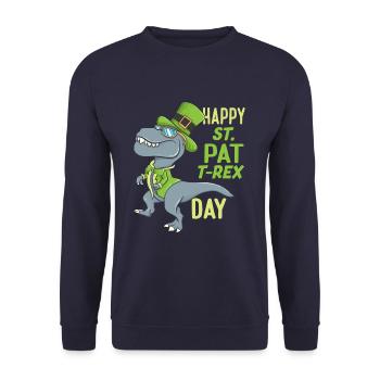 Happy St Pat Trex Day Funny St Patricks Day - Unisex Sweatshirt - navy - Front - Alina (178cm) & Michal (187cm)