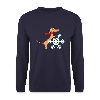 Teckel, étoile des neiges, hiver - Sweat-shirt Unisexe - marine - Devant - Alina (178cm) & Michal (187cm)
