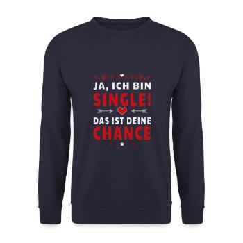Ja, ich bin Single! lustige Sprüche für die Liebe - Unisex Pullover - Navy - Vorne - Alina (178cm) & Michal (187cm)