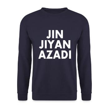 jin jiyan azadi - Sweat-shirt Unisexe - marine - Devant - Alina (178cm) & Michal (187cm)