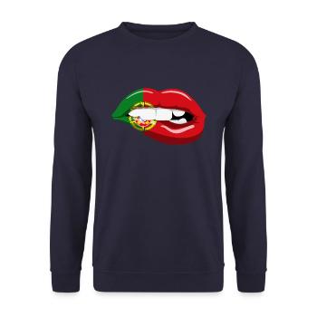 Portugal drapeau lèvres bouche Lisbonne femme portugaise - Sweat-shirt Unisexe - marine - Devant - Alina (178cm) & Michal (187cm)