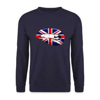 Drapeau Union Jack lèvres drapeau Grande-Bretagne GB - Sweat-shirt Unisexe - marine - Devant - Alina (178cm) & Michal (187cm)