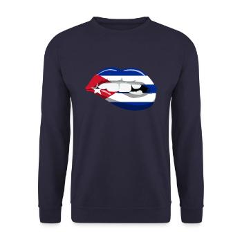 Cuba Flag Lips Mouth Caribbean Cuba Havana - Unisex Sweatshirt - navy - Front - Alina (178cm) & Michal (187cm)