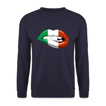 Italie drapeau lèvres bouche italie rome pays - Sweat-shirt Unisexe - marine - Devant - Alina (178cm) & Michal (187cm)