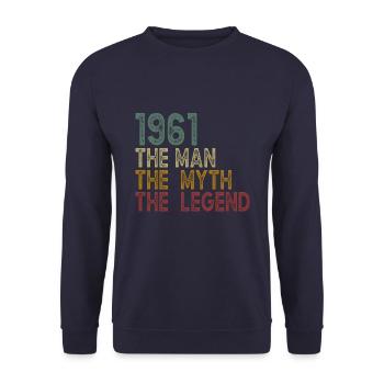 Born in 1961 legend birthday gift - Unisex Sweatshirt - navy - Front - Alina (178cm) & Michal (187cm)