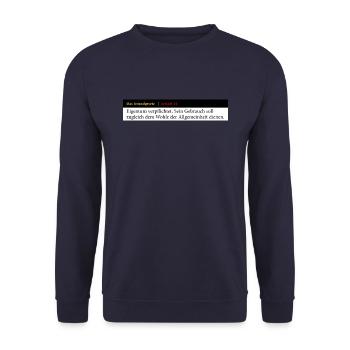 Grundgesetz - Artikel 14 - Unisex Pullover - Navy - Vorne - Alina (178cm) & Michal (187cm)