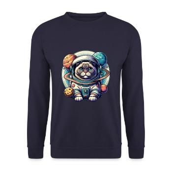 Petit chat mignon comme astronaute astronaute - Sweat-shirt Unisexe - marine - Devant - Alina (178cm) & Michal (187cm)