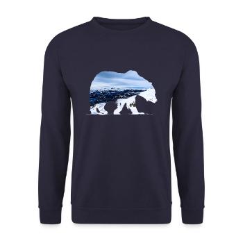 Bär Kontur mit Berg Foto - Unisex Pullover - Navy - Vorne - Alina (178cm) & Michal (187cm)