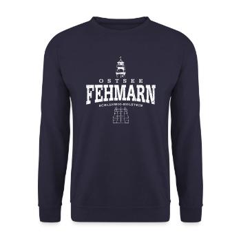 Fehmarn Baltic Sea (white oldstyle) - Unisex Sweatshirt - navy - Front - Alina (178cm) & Michal (187cm)