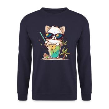 Le chat le plus cool de la plage - Sweat-shirt Unisexe - marine - Devant - Alina (178cm) & Michal (187cm)