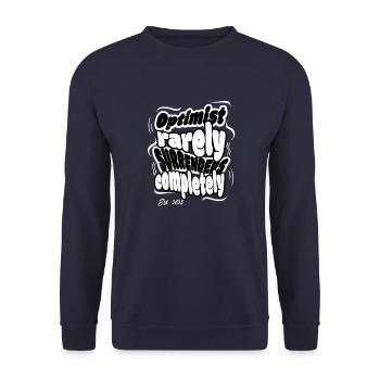 Optimist Rarely Surrenders Completely - Motivation - Unisex Sweatshirt - navy - Front - Alina (178cm) & Michal (187cm)