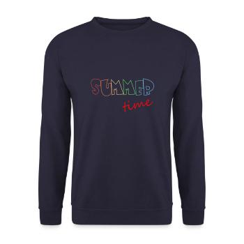 summer time, summertime, sommer, sommerzeit - Unisex Pullover - Navy - Vorne - Alina (178cm) & Michal (187cm)