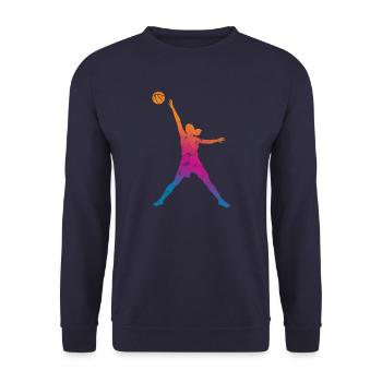 basketball Frauen silhouette retro - Unisex Pullover - Navy - Vorne - Alina (178cm) & Michal (187cm)