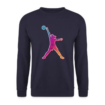 Basketball Retro Vintage - Unisex Pullover - Navy - Vorne - Alina (178cm) & Michal (187cm)