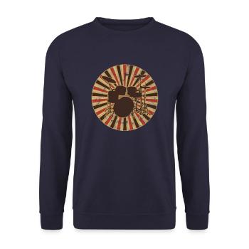 Drums Drummer Retro - Unisex Pullover - Navy - Vorne - Alina (178cm) & Michal (187cm)
