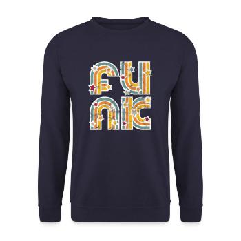 Funk Musik Retro - Unisex Pullover - Navy - Vorne - Alina (178cm) & Michal (187cm)