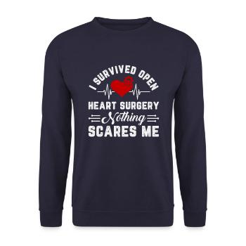 I Survived Open Heart Surgery Nothing Scares Me - Unisex Sweatshirt - navy - Front - Alina (178cm) & Michal (187cm)
