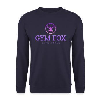 GYM FOX - Motivating Gym and Fitness Designs - Unisex Sweatshirt - navy - Front - Alina (178cm) & Michal (187cm)