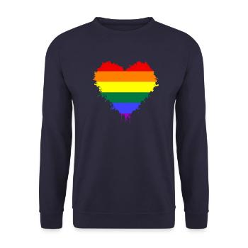 LGBTQ Herz Pride Love is Love - Unisex Pullover - Navy - Vorne - Alina (178cm) & Michal (187cm)