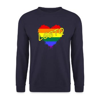 Herz Splash LGBT LGBTQ - Unisex Pullover - Navy - Vorne - Alina (178cm) & Michal (187cm)
