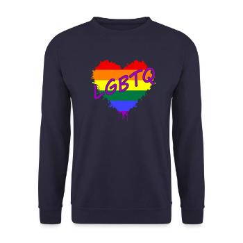 Herz LGBTQ heart lgbtq - Unisex Pullover - Navy - Vorne - Alina (178cm) & Michal (187cm)