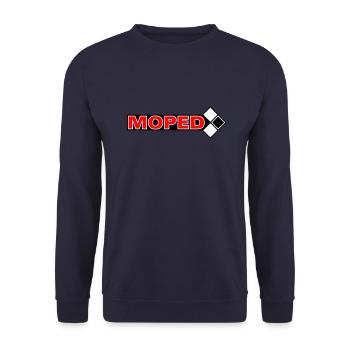 Moped Logo 3c - Unisex Pullover - Navy - Vorne - Alina (178cm) & Michal (187cm)