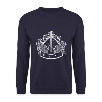 Vintage Gitarre mit Flügel Rock 'n' Roll - Unisex Pullover - Navy - Vorne - Alina (178cm) & Michal (187cm)