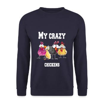 My crazy chickens - Unisex Sweatshirt - navy - Front - Alina (178cm) & Michal (187cm)