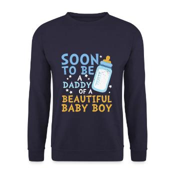 Soon to be a Daddy of a Boy - Unisex Sweatshirt - navy - Front - Alina (178cm) & Michal (187cm)