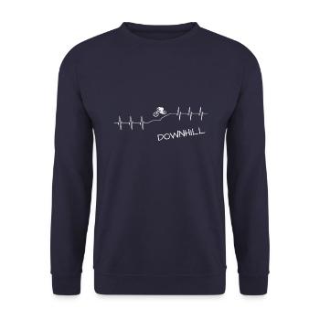 Mountain Bike Downhill Herzschlag - Unisex Pullover - Navy - Vorne - Alina (178cm) & Michal (187cm)