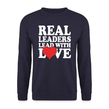 Les vrais leaders dirigent avec amour - Sweat-shirt Unisexe - marine - Devant - Alina (178cm) & Michal (187cm)