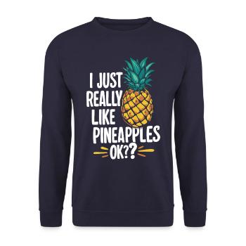 Ananas tropische hawaiianische Frucht - Unisex Pullover - Navy - Vorne - Alina (178cm) & Michal (187cm)
