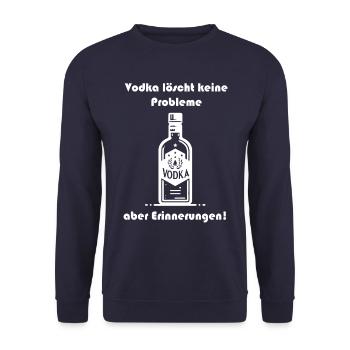 Vodka löscht keine Probleme aber Erinnerungen - Unisex Pullover - Navy - Vorne - Alina (178cm) & Michal (187cm)