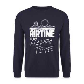Airtime is my happy time amusement park roller coaster - Unisex Sweatshirt - navy - Front - Alina (178cm) & Michal (187cm)
