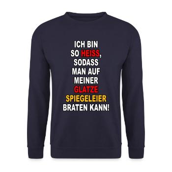 Glatze und Spiegeleier Lustig - Unisex Pullover - Navy - Vorne - Alina (178cm) & Michal (187cm)