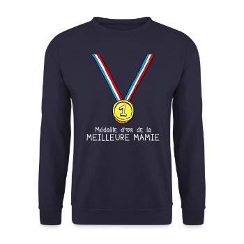 T-shirt Médaille d'or de la meilleure mamie - Sweat-shirt Unisexe - marine - Devant - Alina (178cm) & Michal (187cm)