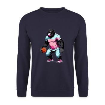 Gorille joue au Basket - Sweat-shirt Unisexe - marine - Devant - Alina (178cm) & Michal (187cm)