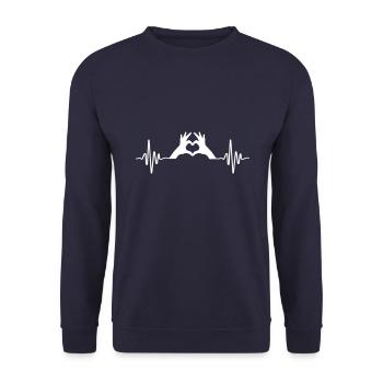 herzschlag hand puls symbol - Sweat-shirt Unisexe - marine - Devant - Alina (178cm) & Michal (187cm)