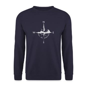 Berg Kompass Wandern - Unisex Pullover - Navy - Vorne - Alina (178cm) & Michal (187cm)