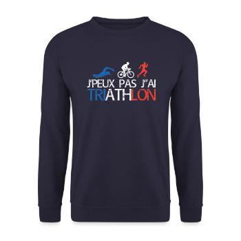 Jpeux Pas Jai Triathlon - Sweat-shirt Unisexe - marine - Devant - Alina (178cm) & Michal (187cm)