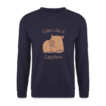 Chillin Like A Capybara - Unisex Sweatshirt - navy - Front - Alina (178cm) & Michal (187cm)