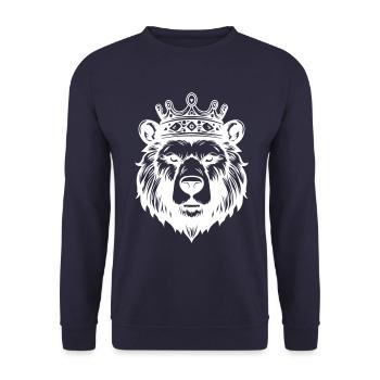 Ours Grizzly Roi de la Couronne - Sweat-shirt Unisexe - marine - Devant - Alina (178cm) & Michal (187cm)