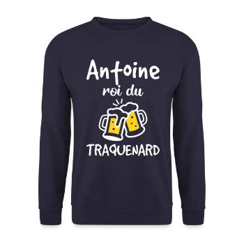 Antoine Roi Du Traquenard - Humour De Antoine - Sweat-shirt Unisexe - marine - Devant - Alina (178cm) & Michal (187cm)