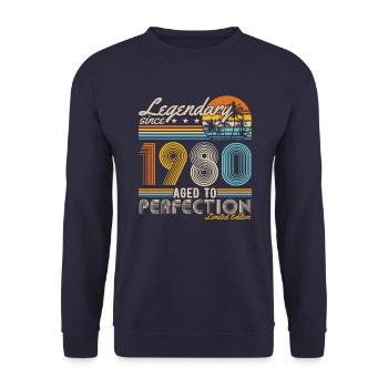 Legendary Since 1980's Vintage Birthday Retro - Unisex Sweatshirt - navy - Front - Alina (178cm) & Michal (187cm)