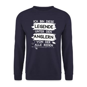 Ich bin die Angel Legende unter den Anglern Angeln - Unisex Pullover - Navy - Vorne - Alina (178cm) & Michal (187cm)