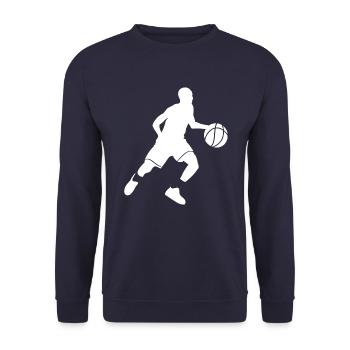 Basketballer Silhouette - Unisex Pullover - Navy - Vorne - Alina (178cm) & Michal (187cm)