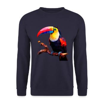 Polygonal Toucan on Branch - Artistic Bird - Unisex Sweatshirt - navy - Front - Alina (178cm) & Michal (187cm)