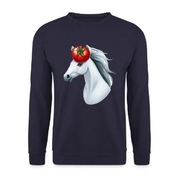 Tomate tête de cheval - Creative Horse & Vegetable Design - Sweat-shirt Unisexe - marine - Devant - Alina (178cm) & Michal (187cm)