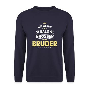 Ich werde bald großer Bruder - Unisex Pullover - Navy - Vorne - Alina (178cm) & Michal (187cm)